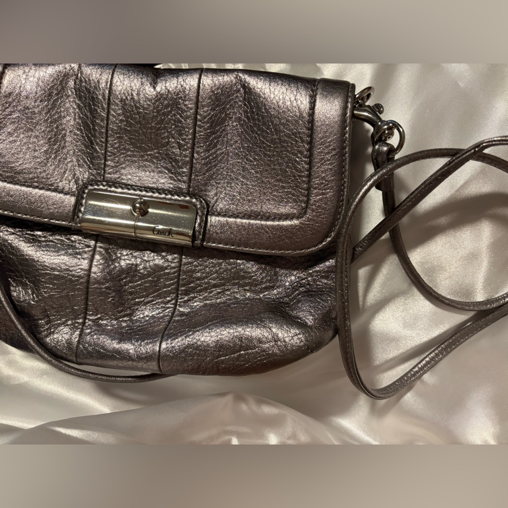 Metallic Coach Poppy Silver Women's Bag